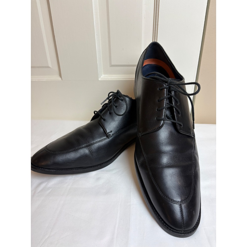 Cole Haan Grand.OS Mens Black Leather Apron Toe Derby Dress Shoes 0354